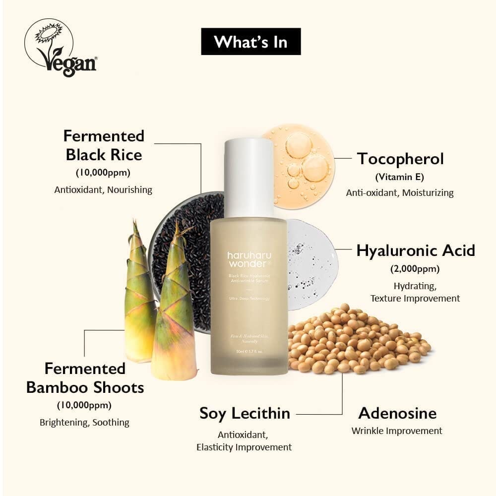 Haruharu WONDER Black Rice Hyaluronic Anti-Wrinkle Serum 50ml, at Orion Beauty. Haruharu Wonder Official Sole Authorized Retailer in Sri Lanka!