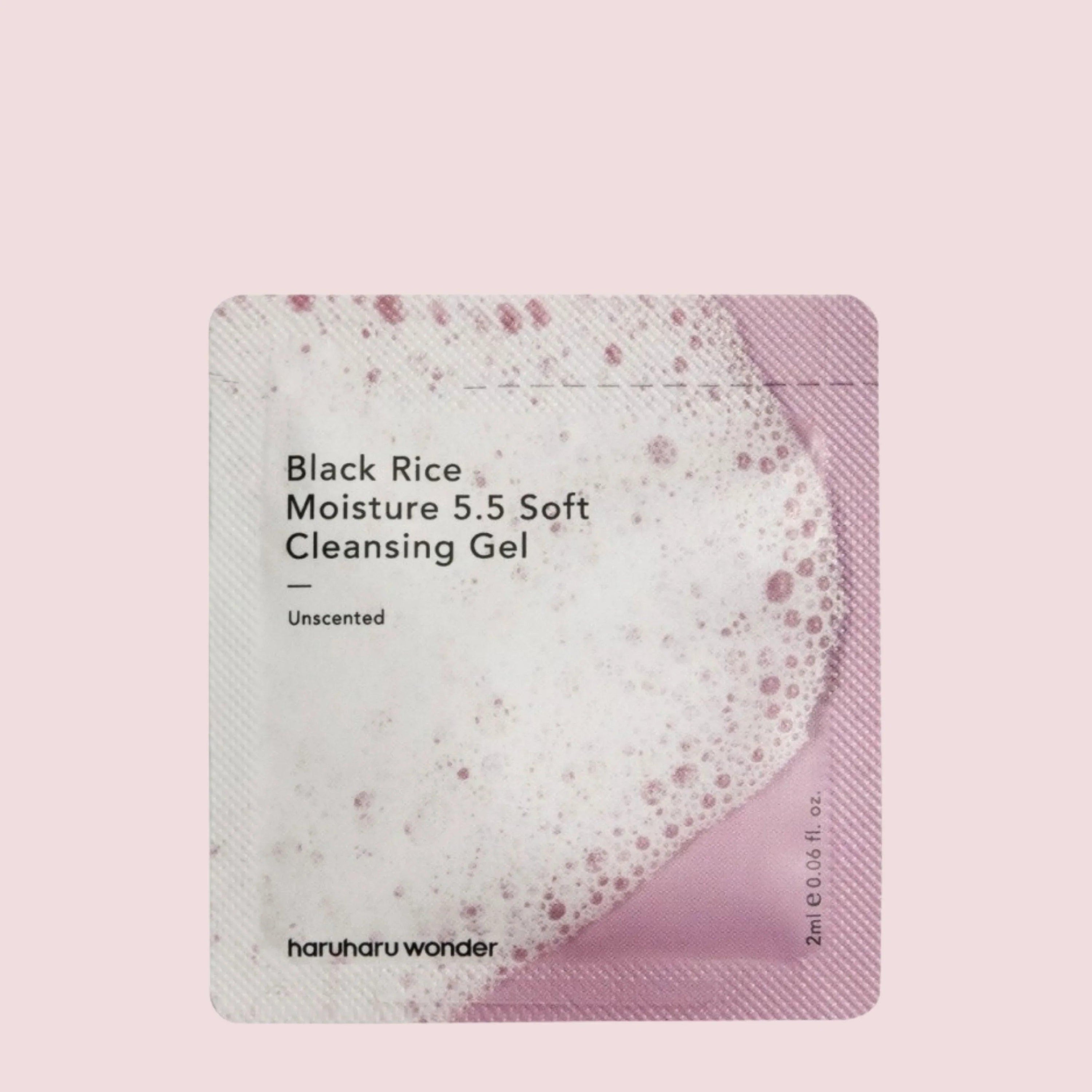 Haruharu WONDER Black Rice Moisture 5.5 Soft Cleansing Gel Unscented 2ml (Pouch sample) - Orion Beauty