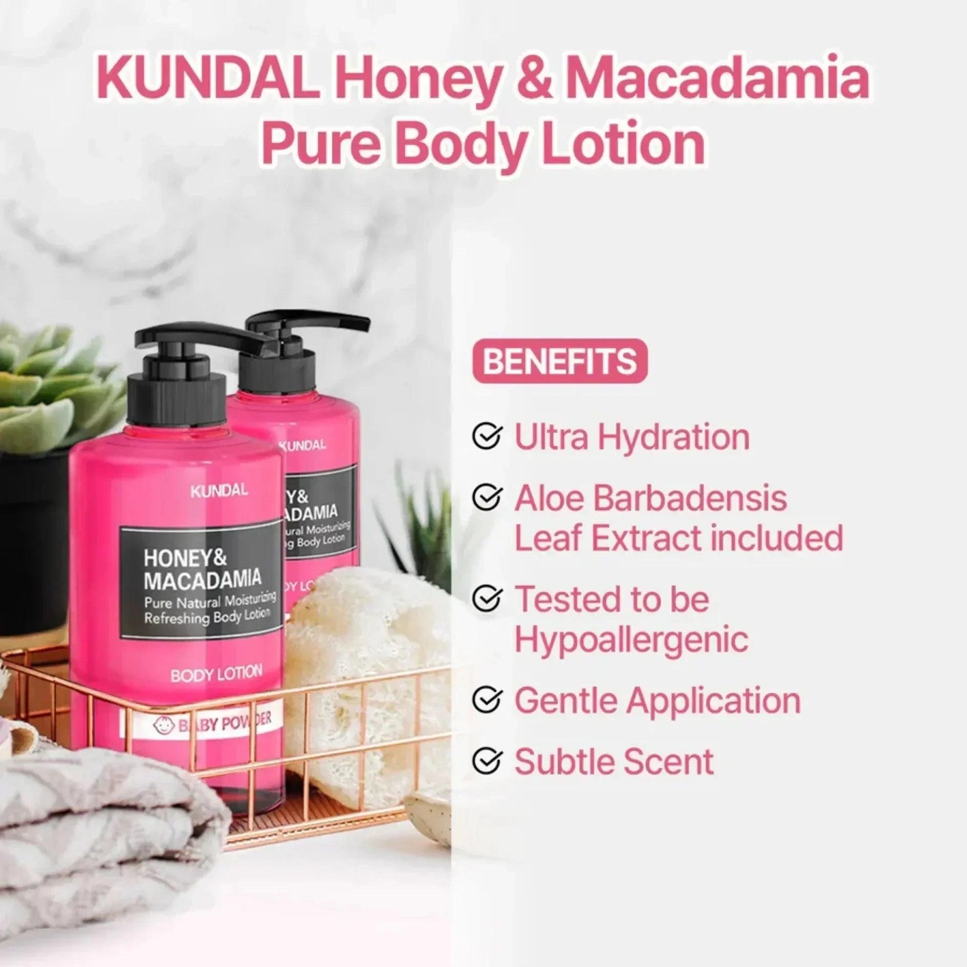 KUNDAL Honey & Macadamia Pure Natural Moisturizing Refreshing Body Lotion Cherry Blossom 500ml - Orion Beauty
