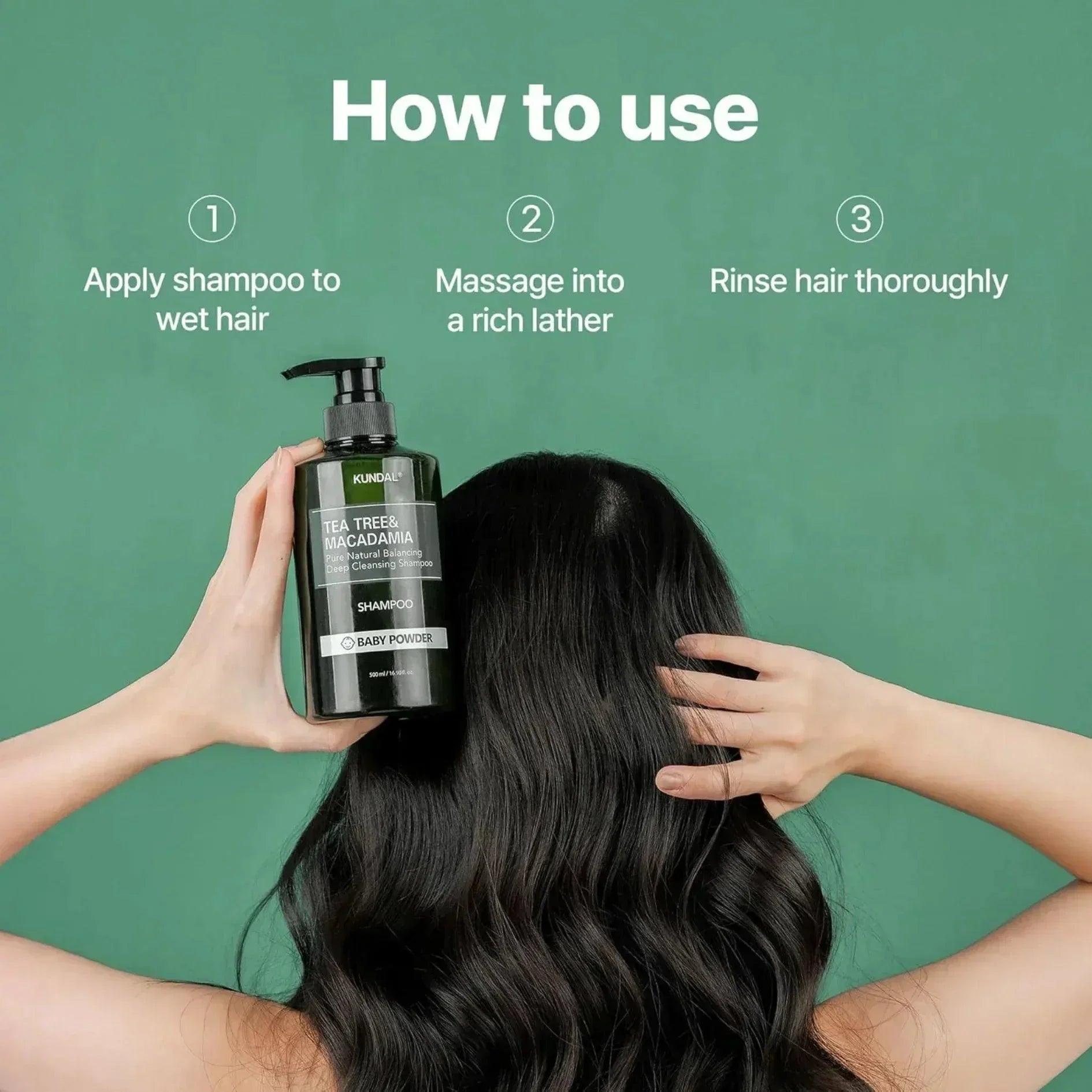 KUNDAL Tea Tree & Macadamia Pure Natural Balancing Deep Cleansing Shampoo White Musk 500ml - Orion Beauty