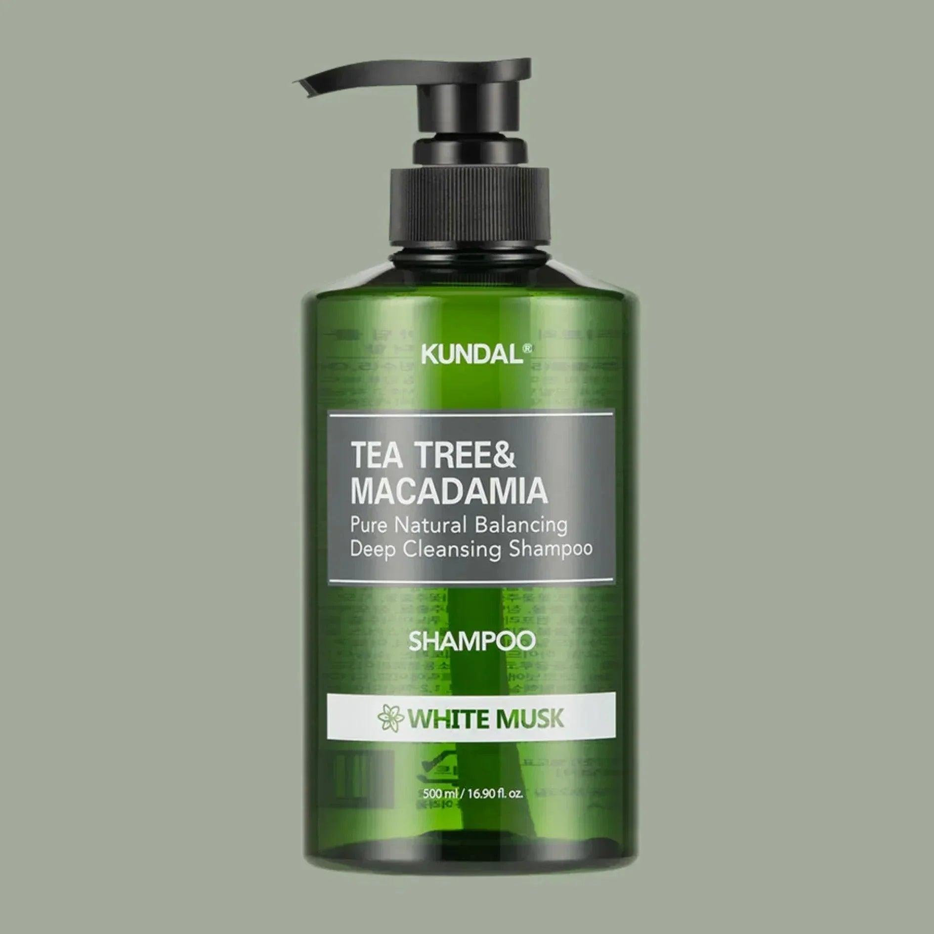 KUNDAL Tea Tree & Macadamia Pure Natural Balancing Deep Cleansing Shampoo White Musk 500ml - Orion Beauty