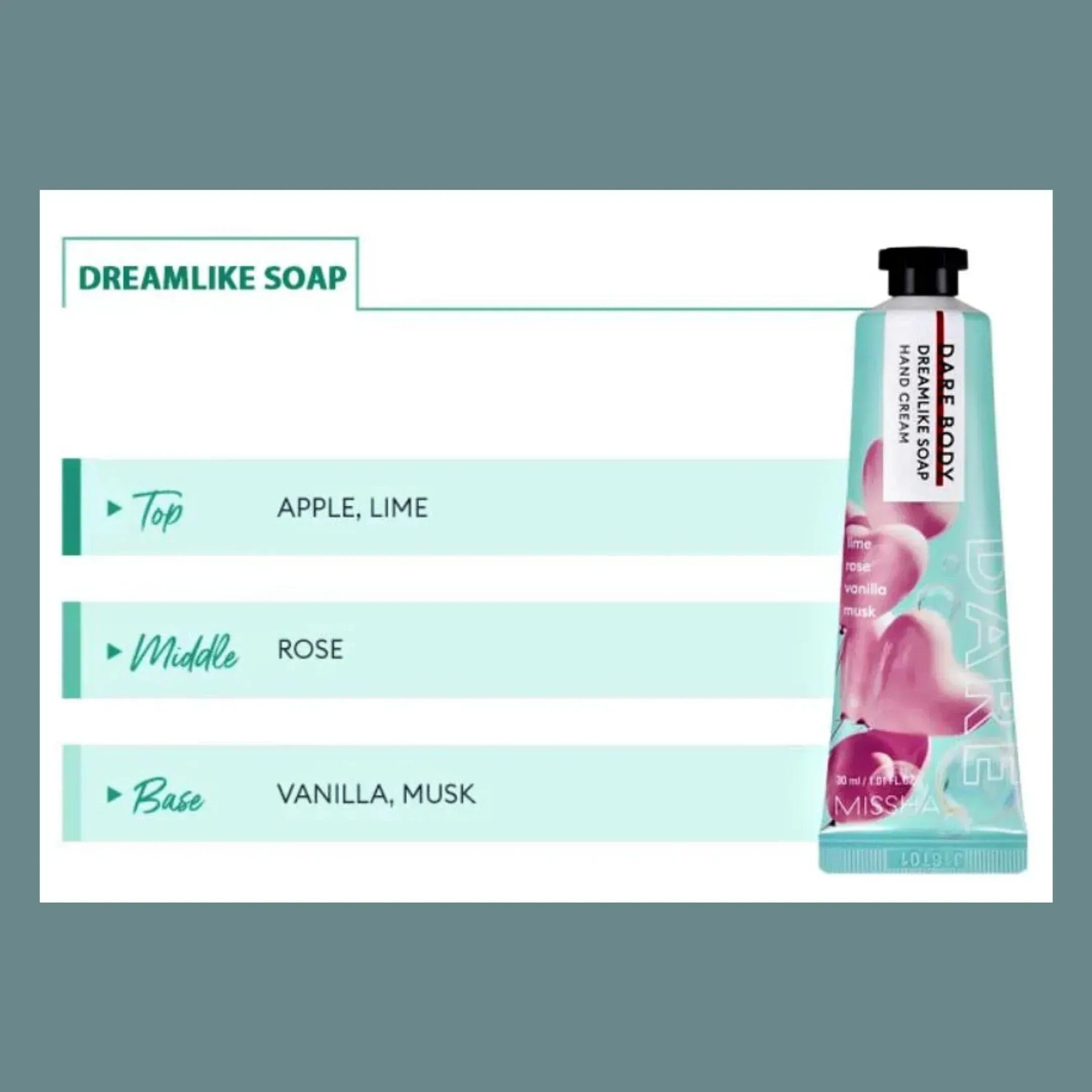 MISSHA Dare Body Hand Cream Dreamlike Soap 30ml - Orion Beauty
