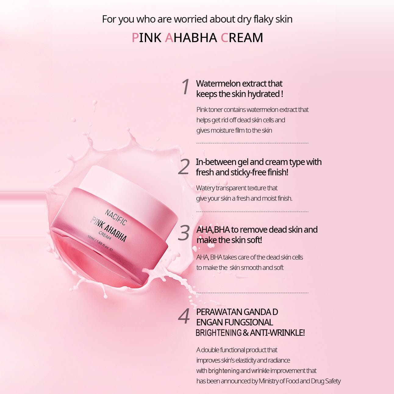 NACIFIC Pink AHA BHA Cream 50ml, at Orion Beauty. Nacific Official Sole Authorized Retailer in Sri Lanka!