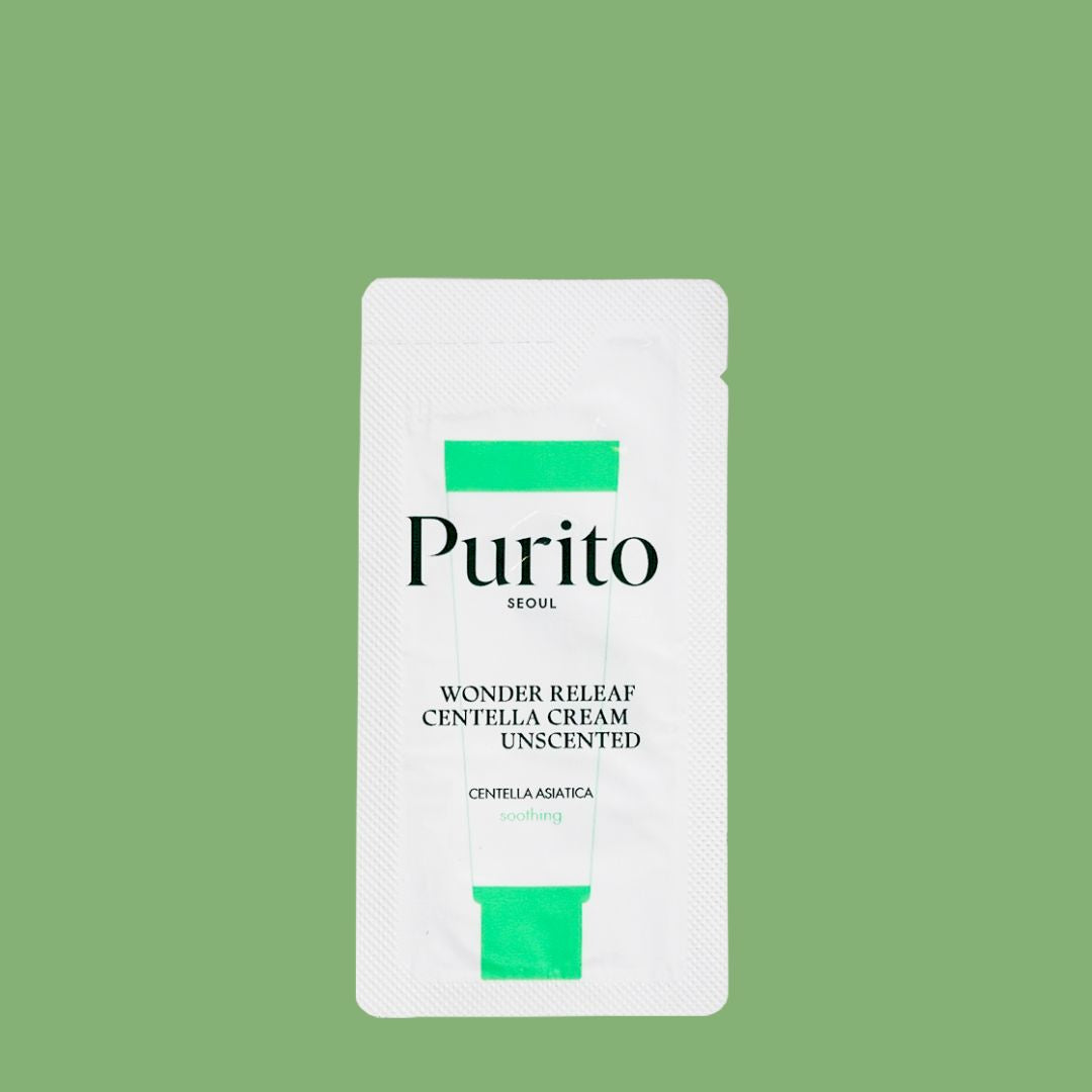 PURITO SEOUL Wonder Releaf Centella Cream Unscented 1ml (Pouch Sample), at Orion Beauty. PURITO Official Sole Authorized Retailer in Sri Lanka!