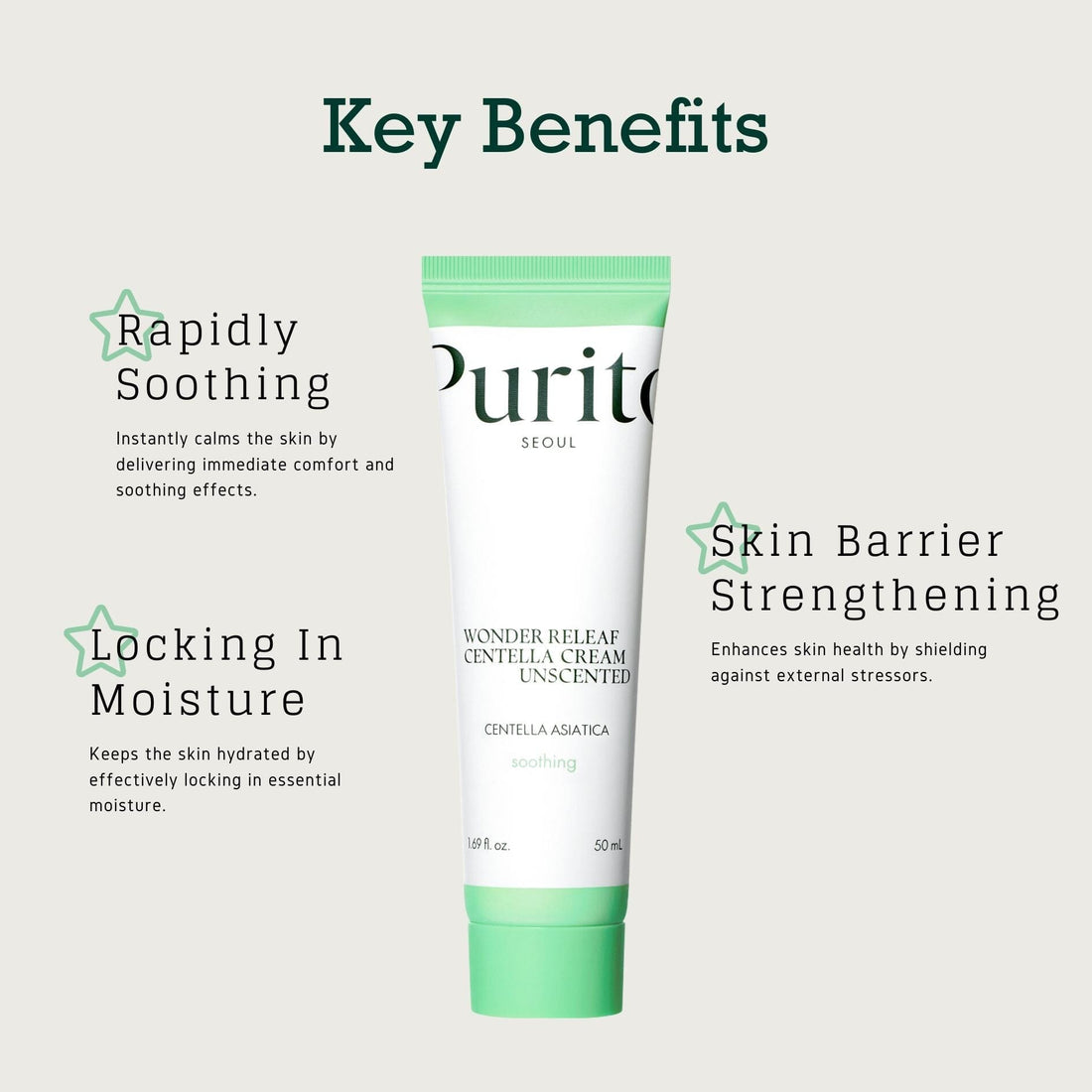 PURITO SEOUL Wonder Releaf Centella Cream Unscented 1ml (Pouch Sample), at Orion Beauty. SKIN1004 Official Sole Authorized Retailer in Sri Lanka!