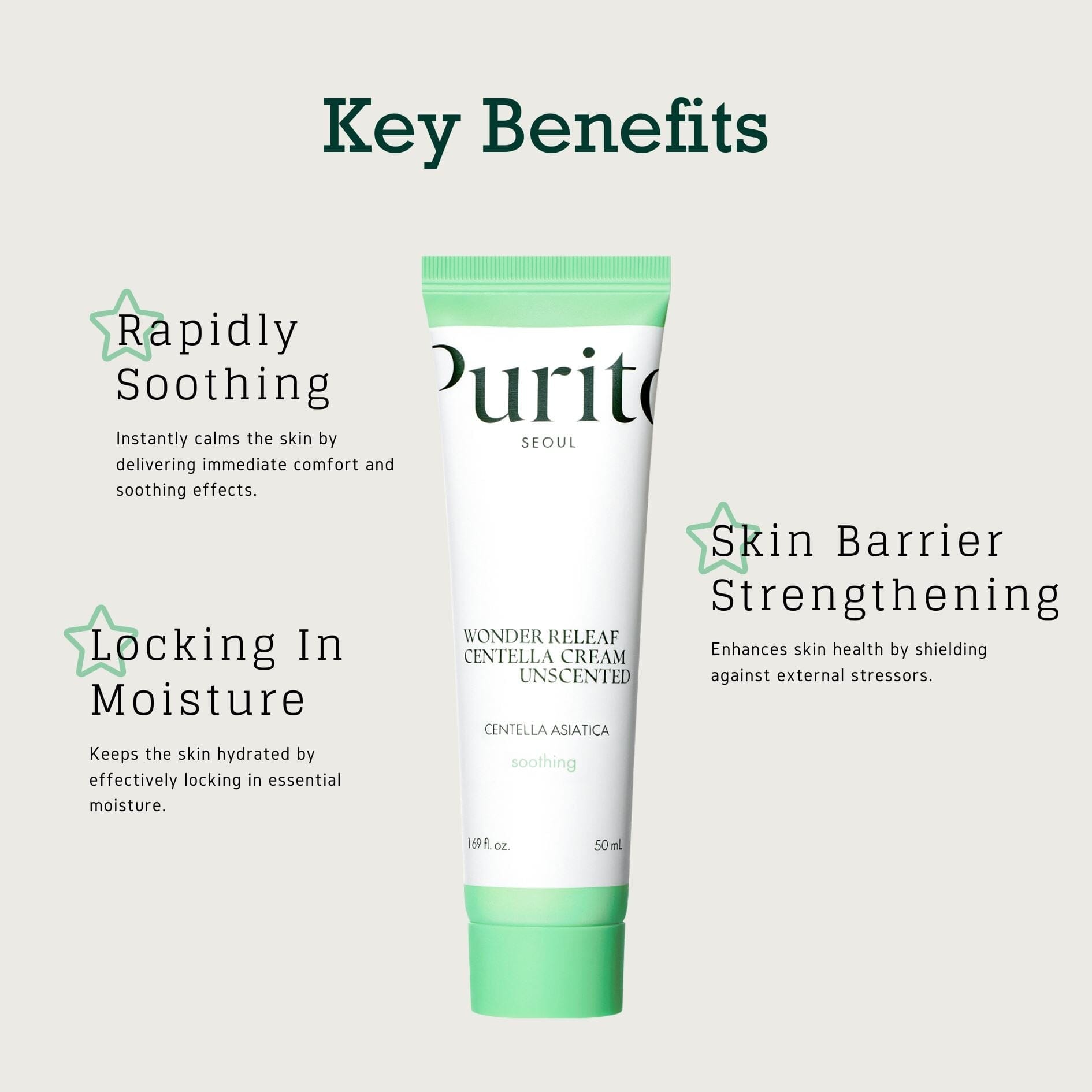 PURITO SEOUL Wonder Releaf Centella Cream Unscented 1ml (Pouch Sample), at Orion Beauty. SKIN1004 Official Sole Authorized Retailer in Sri Lanka!