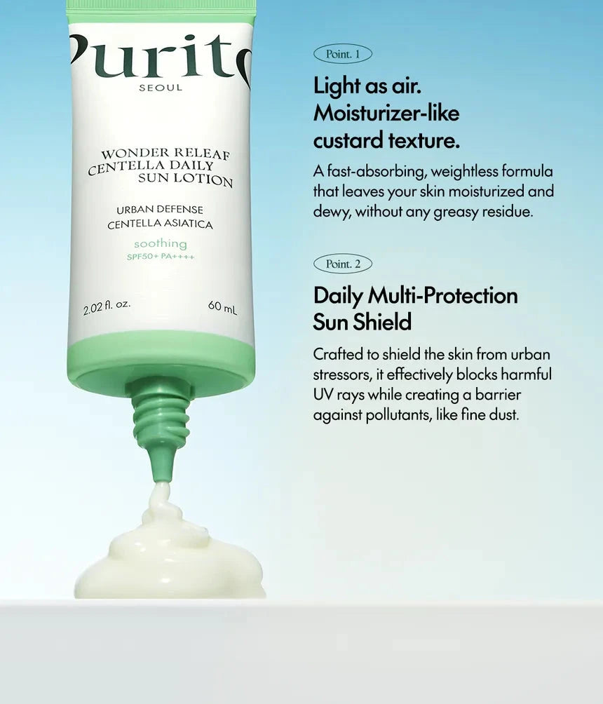 PURITO SEOUL Wonder Releaf Centella Daily Sun Lotion 60ml, at Orion Beauty. PURITO Official Sole Authorized Retailer in Sri Lanka!