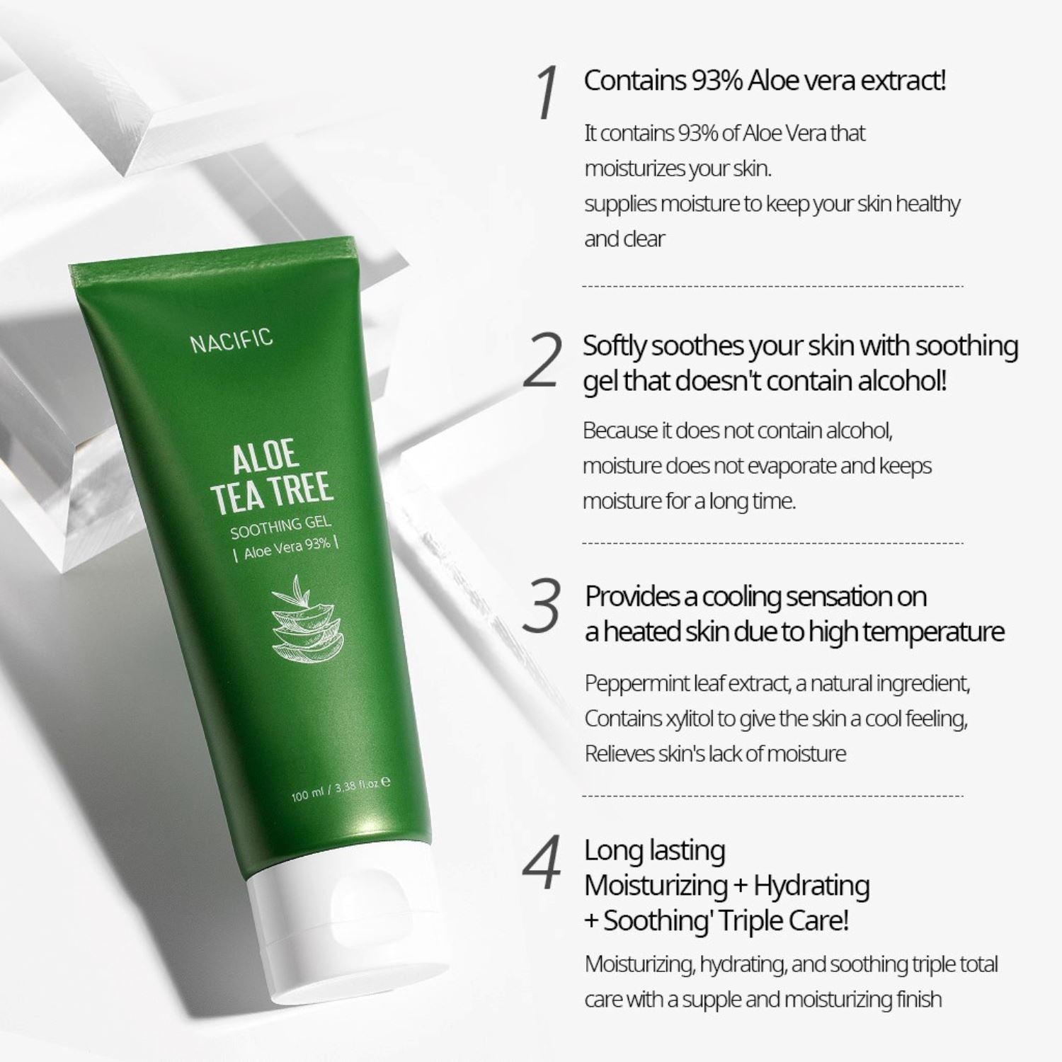 Nacific Aloe Tea Tree Soothing Gel 100ml, at Orion Beauty. Nacific Official Sole Authorized Retailer in Sri Lanka!