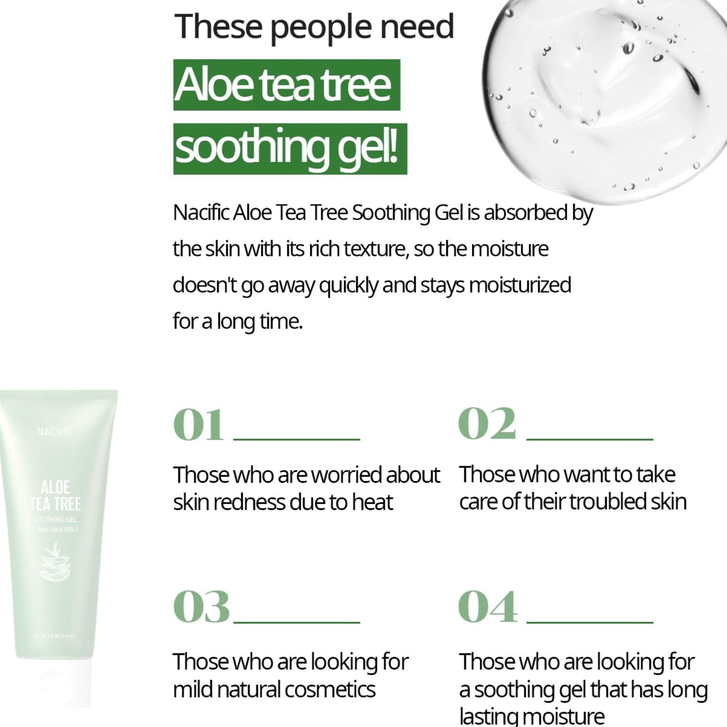 Nacific Aloe Tea Tree Soothing Gel 100ml, at Orion Beauty. Nacific Official Sole Authorized Retailer in Sri Lanka!