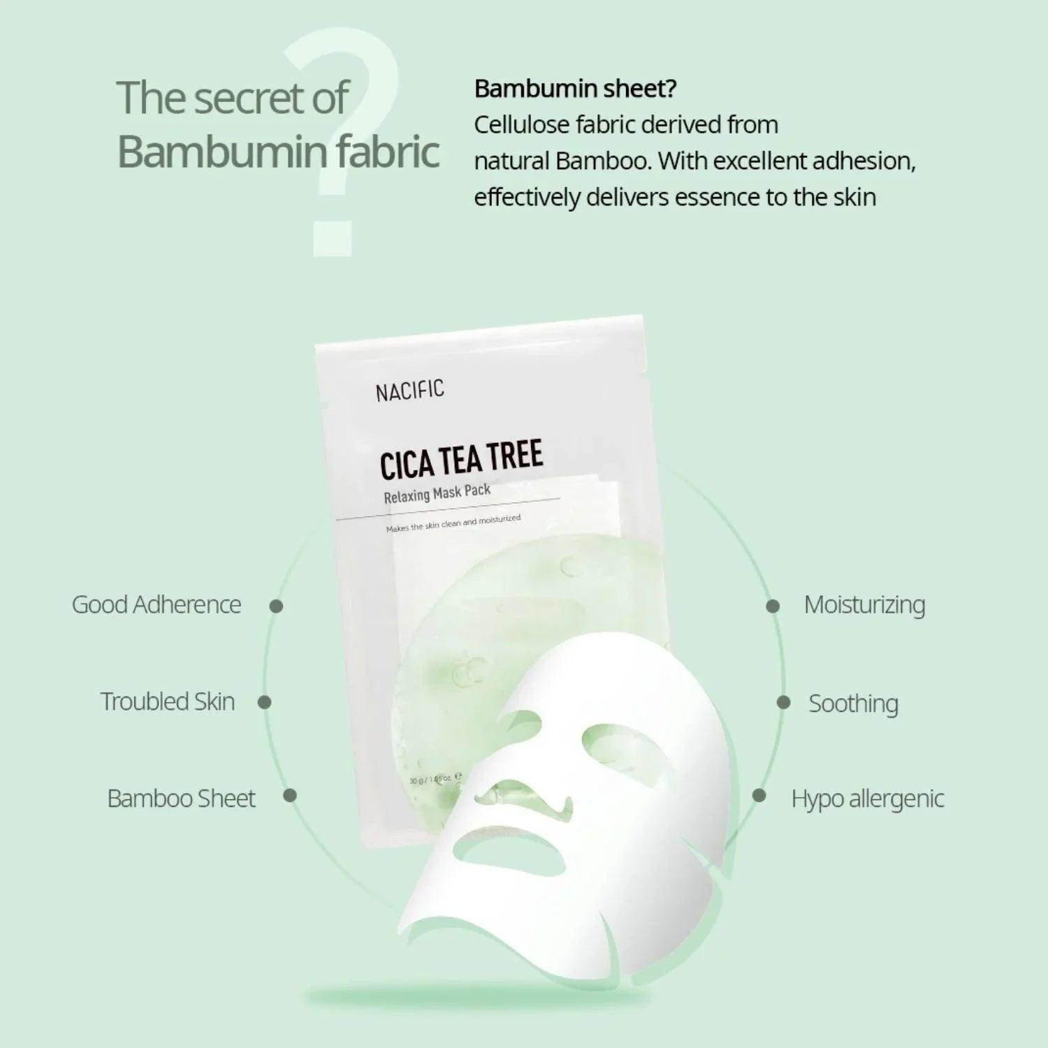 NACIFIC Cica Tea Tree Relaxing Mask (1ea) - Orion Beauty