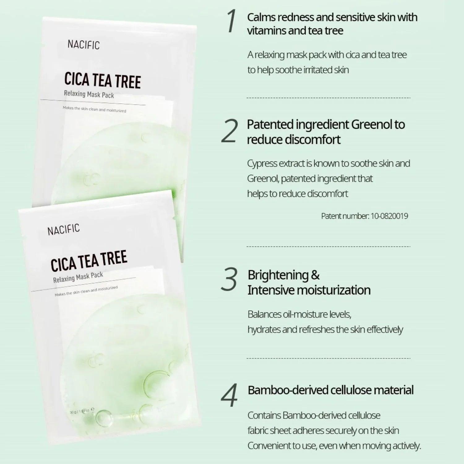 NACIFIC Cica Tea Tree Relaxing Mask (1ea) - Orion Beauty