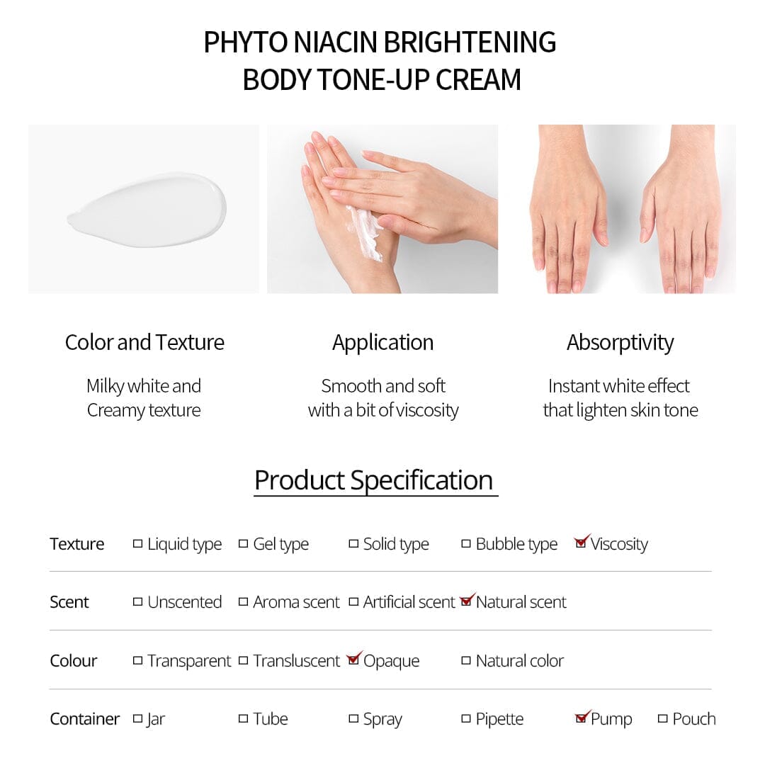 Nacific Phyto Niacin Brightening Body Tone-Up Cream 300ml, at Orion Beauty. Nacific Official Sole Authorized Retailer in Sri Lanka!