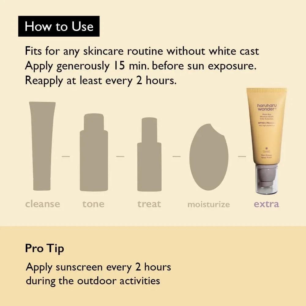 Haruharu WONDER Black Rice Moisture Airyfit Daily Sunscreen SPF50+ PA++++ 50ml - Orion Beauty