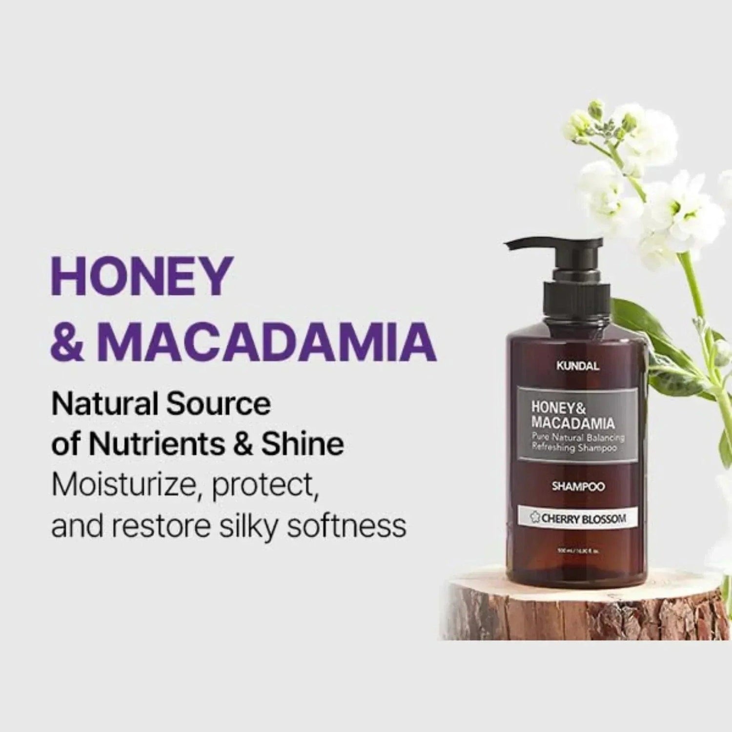 KUNDAL Honey &amp; Macadamia Pure Natural Balancing Refreshing Shampoo White Musk 500ml - Orion Beauty
