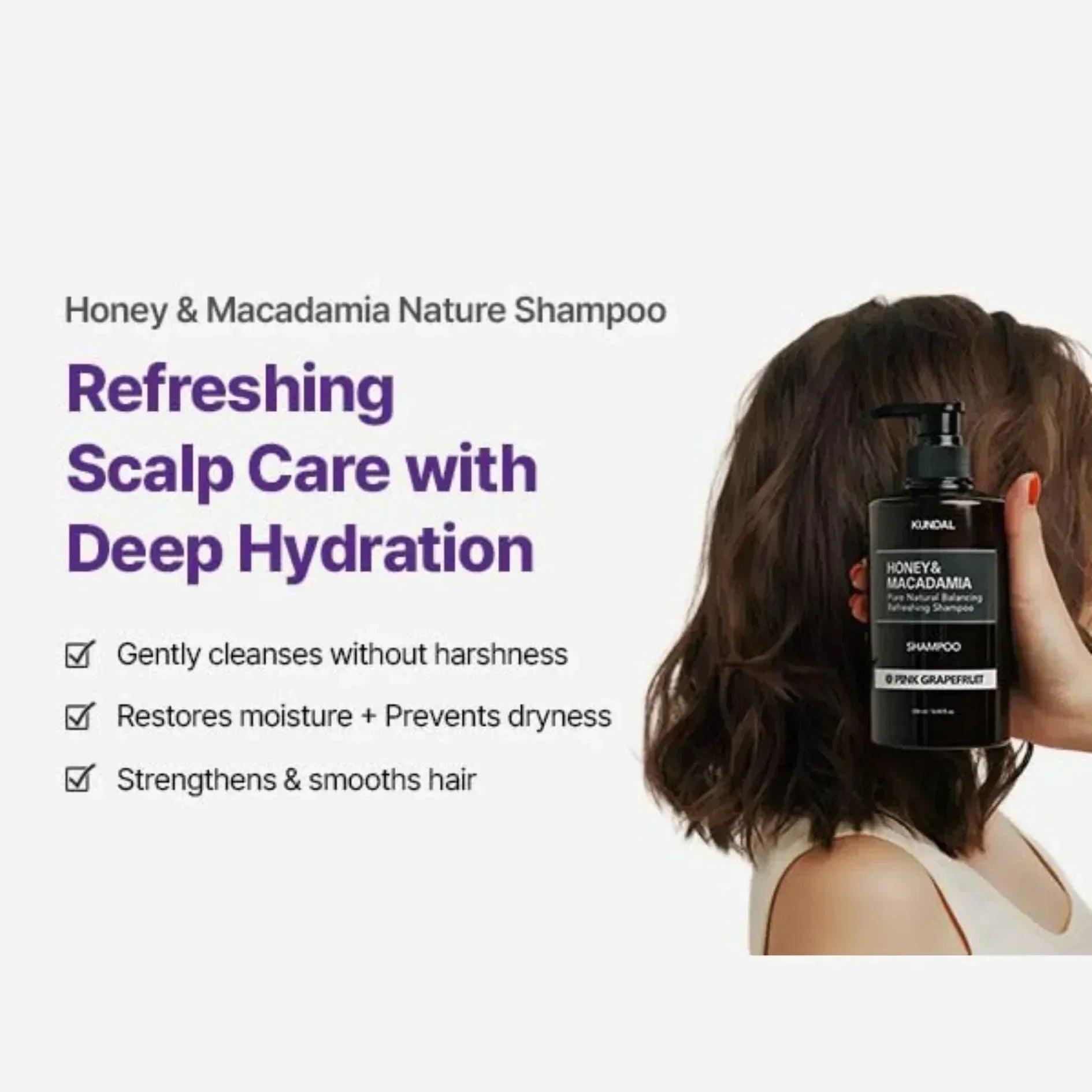 KUNDAL Honey &amp; Macadamia Pure Natural Balancing Refreshing Shampoo White Musk 500ml - Orion Beauty
