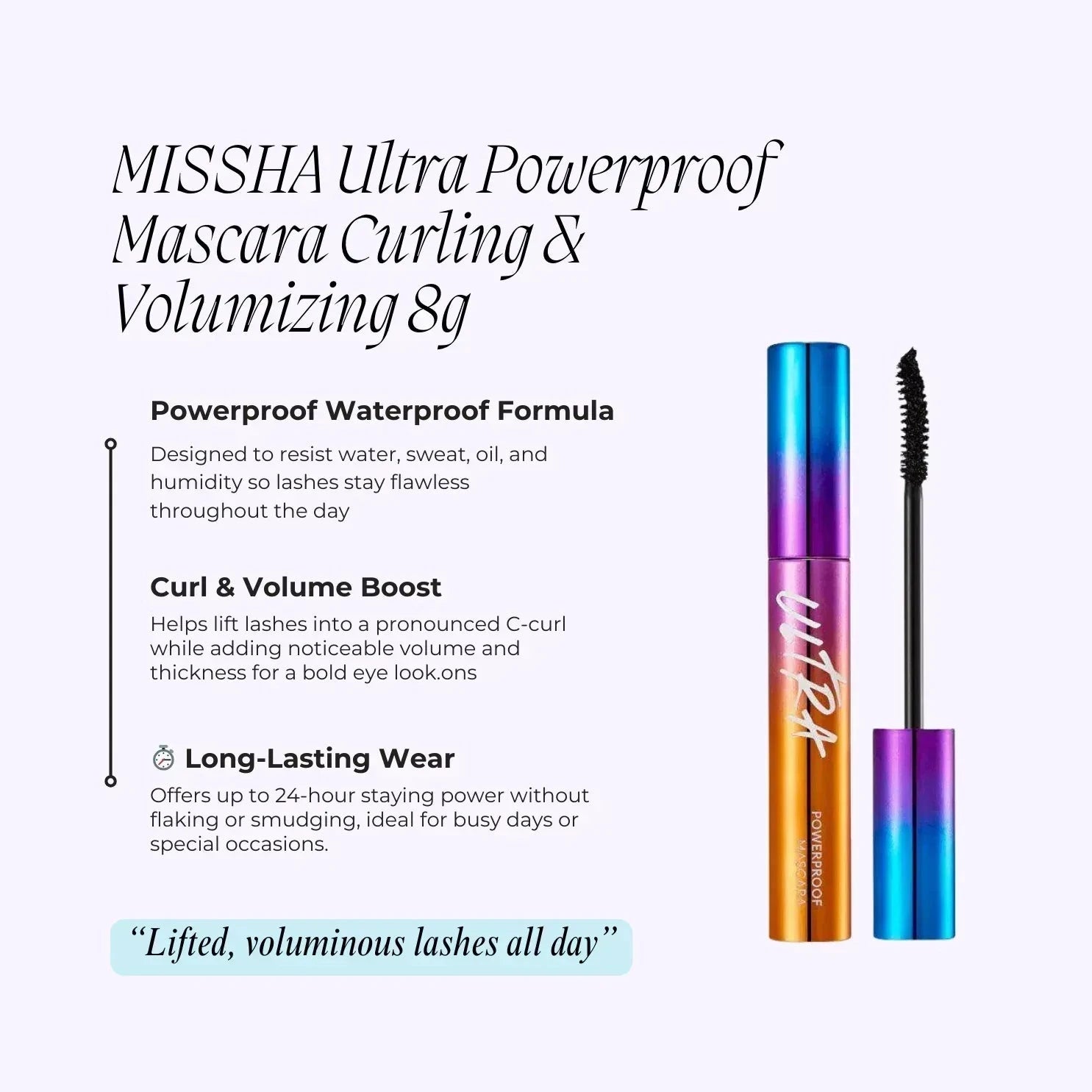 MISSHA Ultra Powerproof Mascara Curling and Lengthening 8g - Orion Beauty