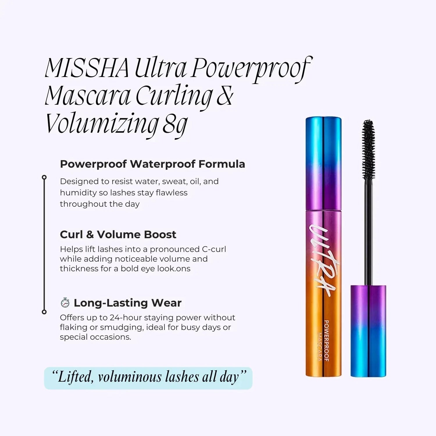 MISSHA Ultra Powerproof Mascara Curling &amp; Volumizing 8g - Orion Beauty