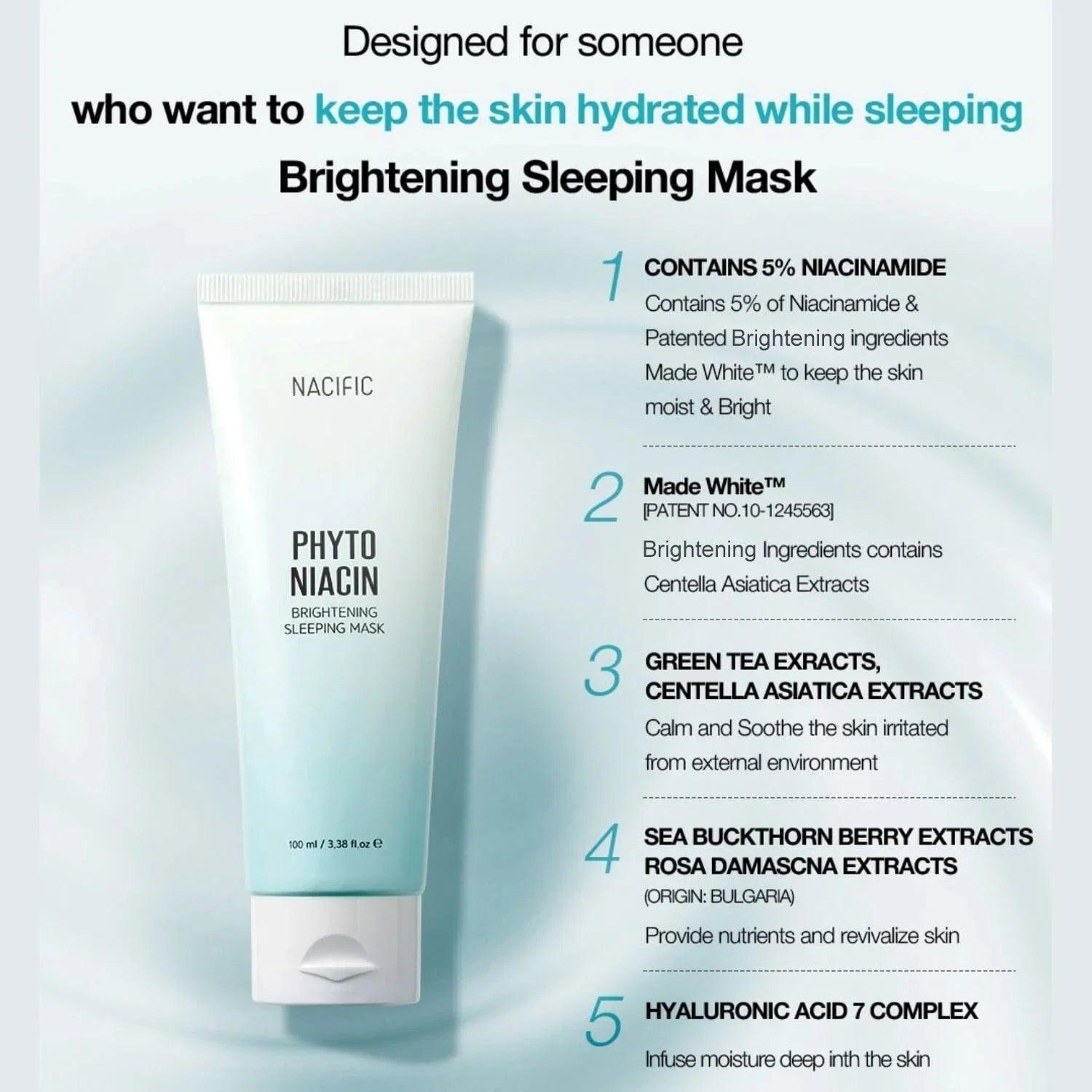 NACIFIC Phyto Niacin Brightening Sleeping Mask 100ml (5% Niacinamide) - Orion Beauty
