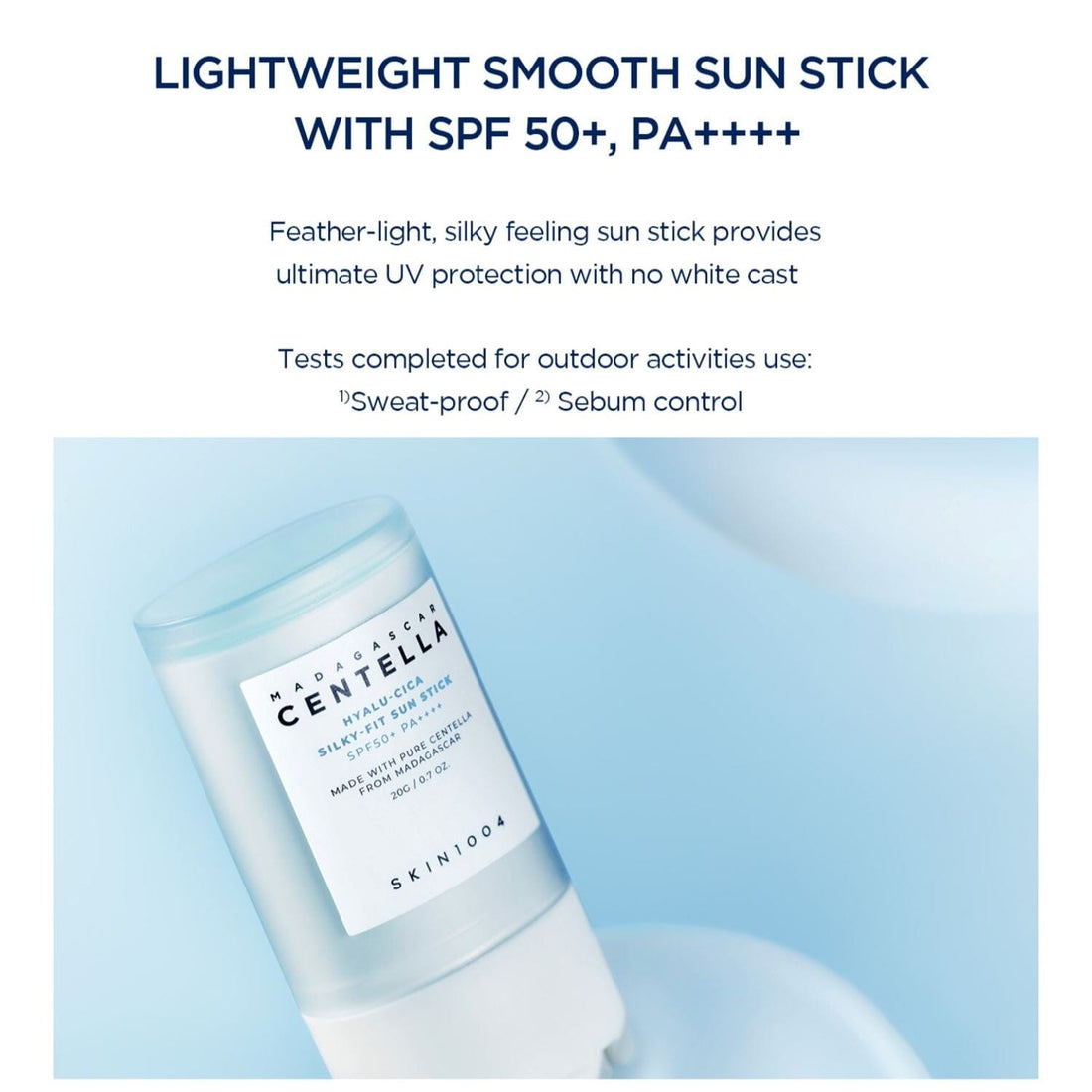 SKIN1004 Madagascar Centella Hyalu-Cica Silky Fit Sun Stick SPF 50+ PA++++, at Orion Beauty. SKIN1004 Official Sole Authorized Retailer in Sri Lanka!