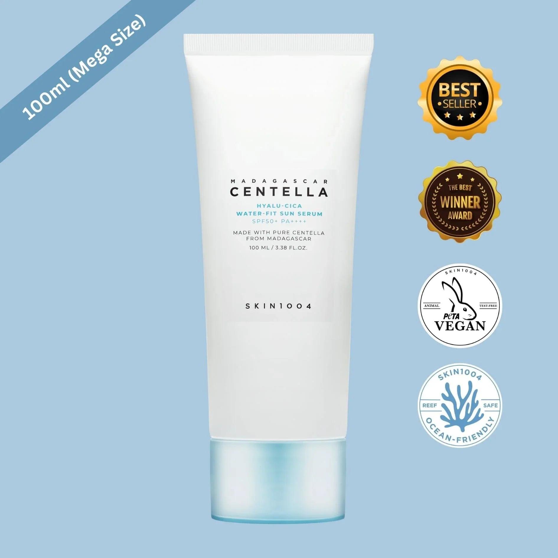 SKIN1004 Madagascar Centella Hyalu-Cica Water-fit Sun Serum SPF50+ PA++++ 100ml (Mega Size) - Orion Beauty