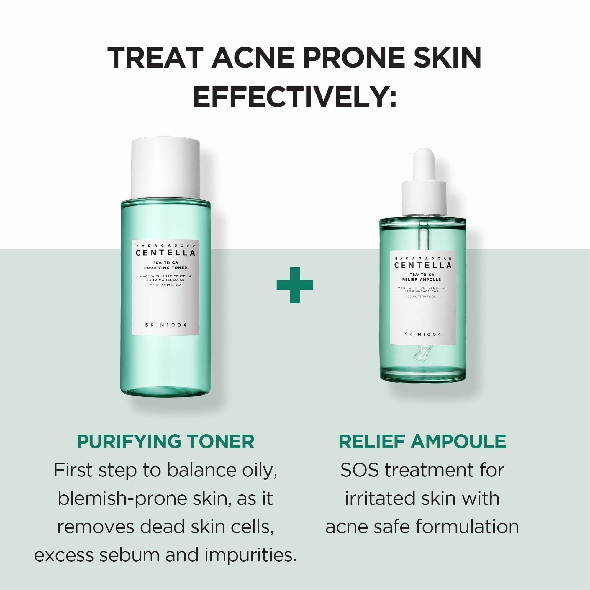 SKIN1004 Madagascar Centella Tea-Trica Relief Ampoule + Purifying Toner, at Orion Beauty. SKIN1004 Official Sole Authorized Retailer in Sri Lanka!