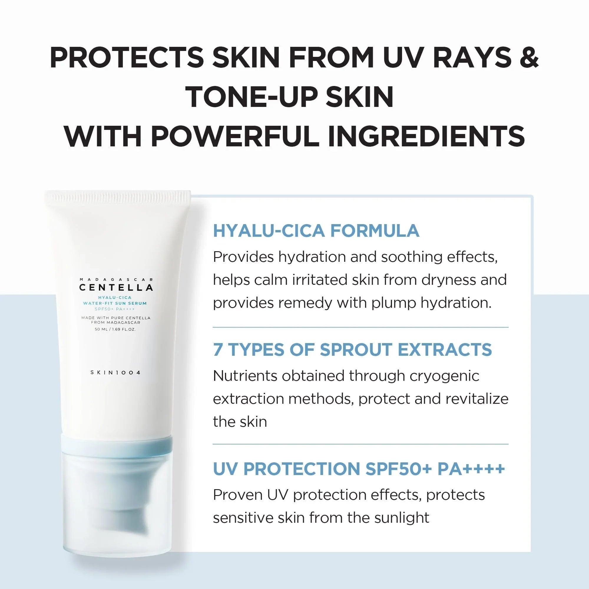SKIN1004 Madagascar Centella Hyalu-Cica Water-fit Sun Serum SPF50+ PA++++ (Mini) 15ml - Orion Beauty